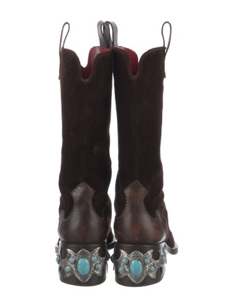 Giuseppe Zanotti Suede Leather Trim Embellishment Boots