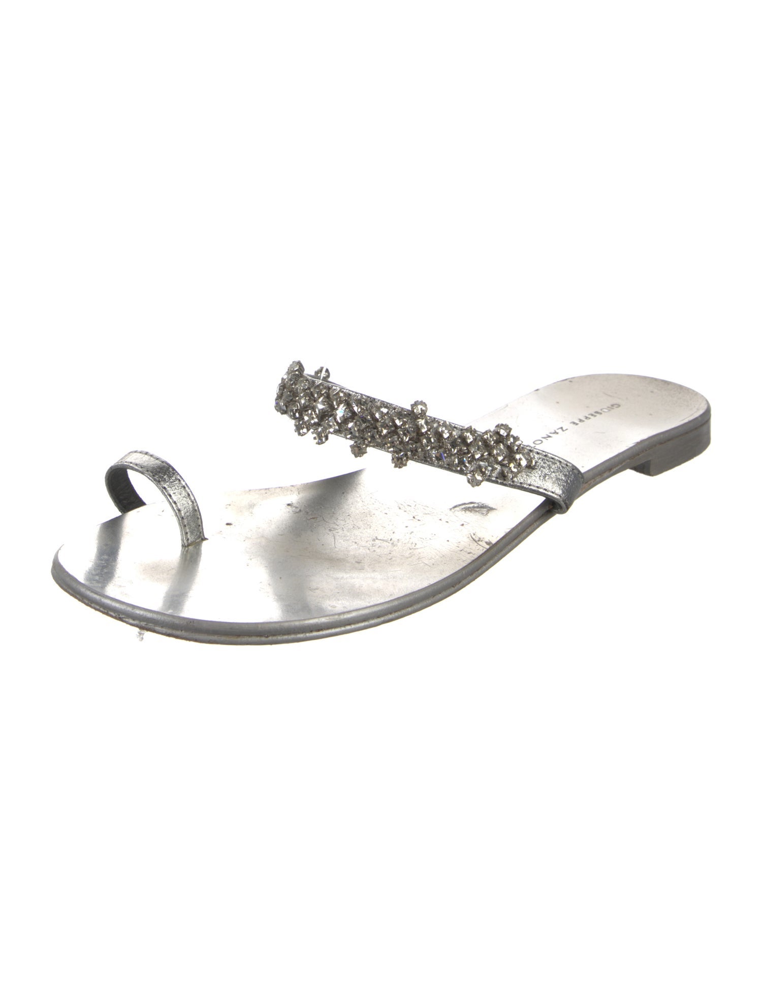 Giuseppe Zanotti Leather Crystal Embellishments Slides