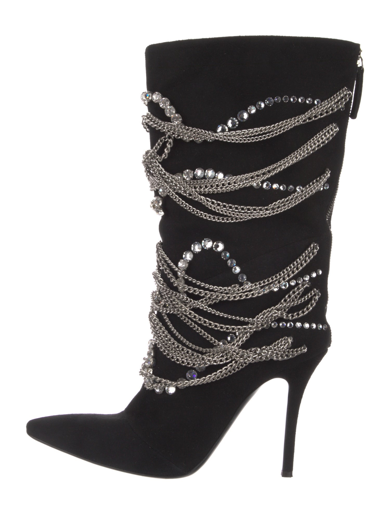 Giuseppe Zanotti Suede Chain-Link Accents Lace-Up Boots