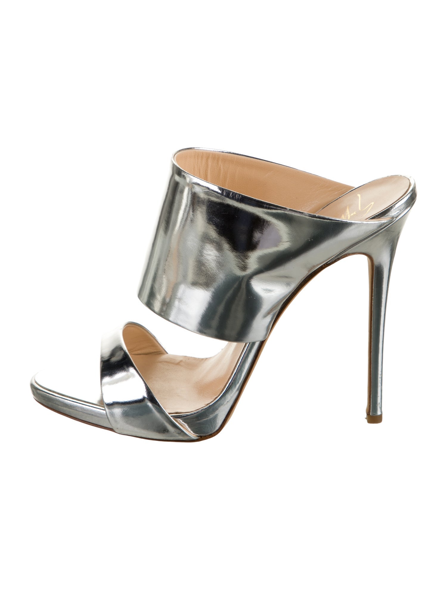 Giuseppe Zanotti Patent Leather Leather Trim Embellishment Slides