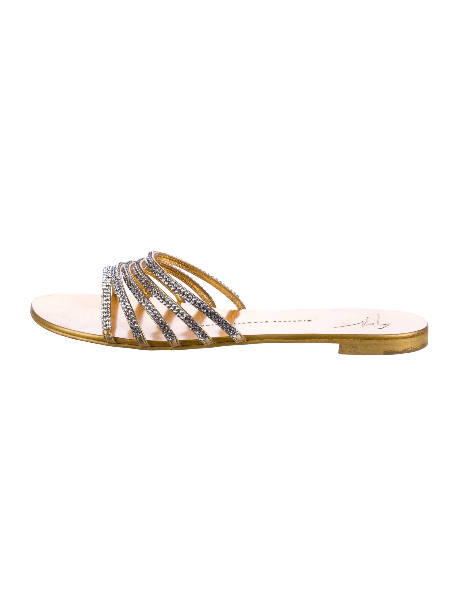 Giuseppe Zanotti Leather Crystal Embellishments Slides