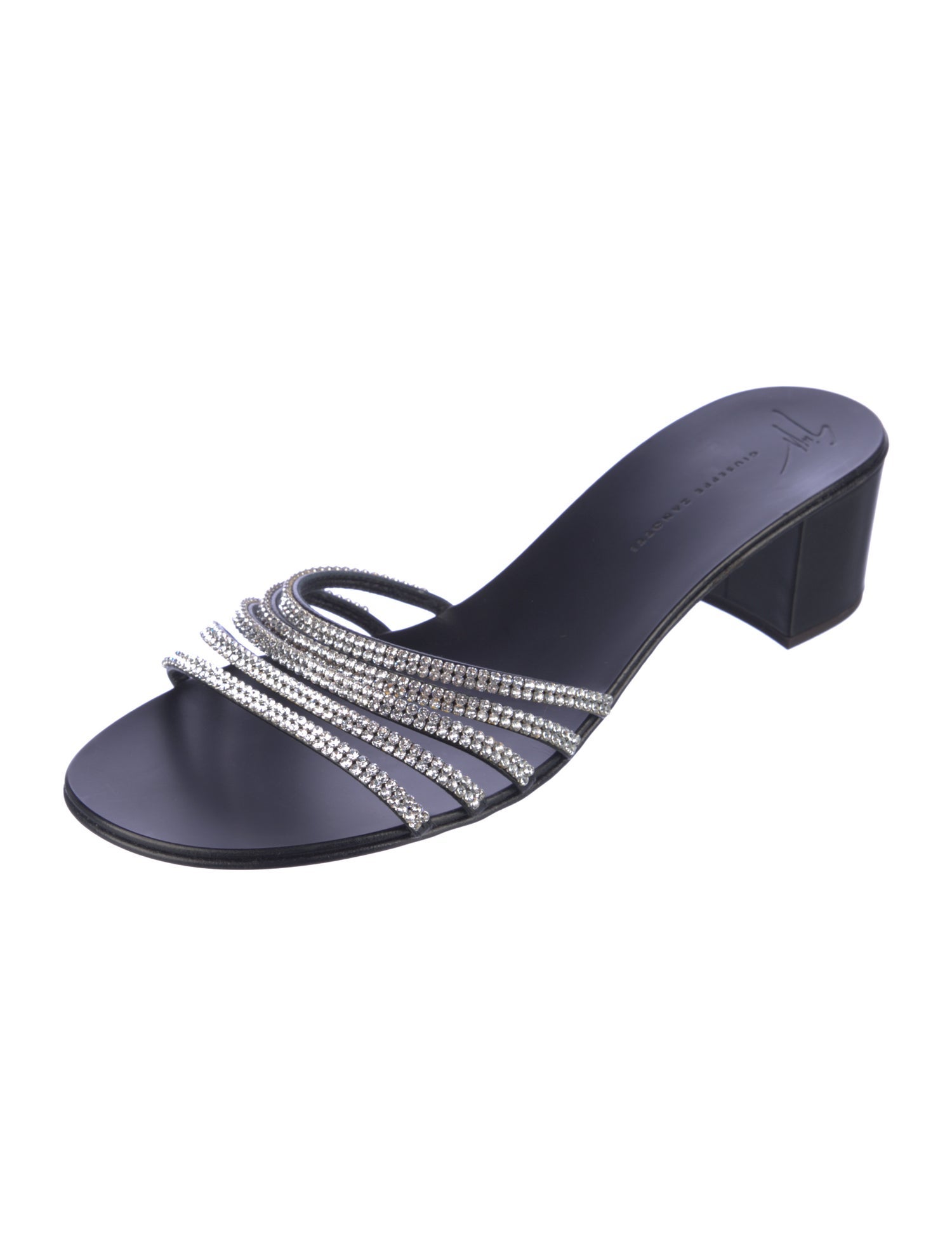 Giuseppe Zanotti Leather Crystal Embellishments Slides