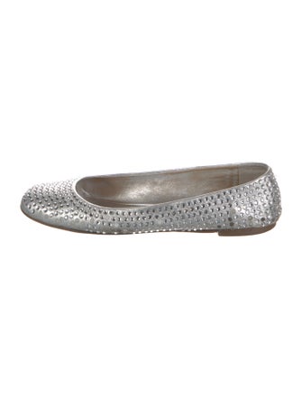 Giuseppe Zanotti Leather Crystal Embellishments Flats