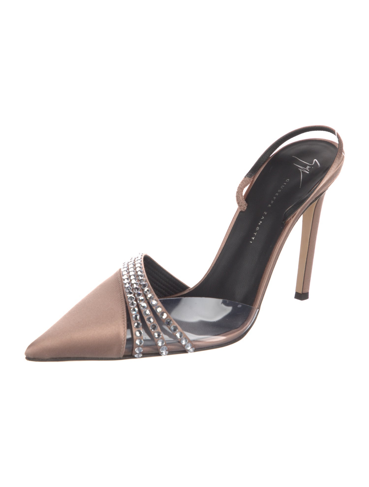Giuseppe Zanotti Satin Crystal Embellishments Slingback Pumps