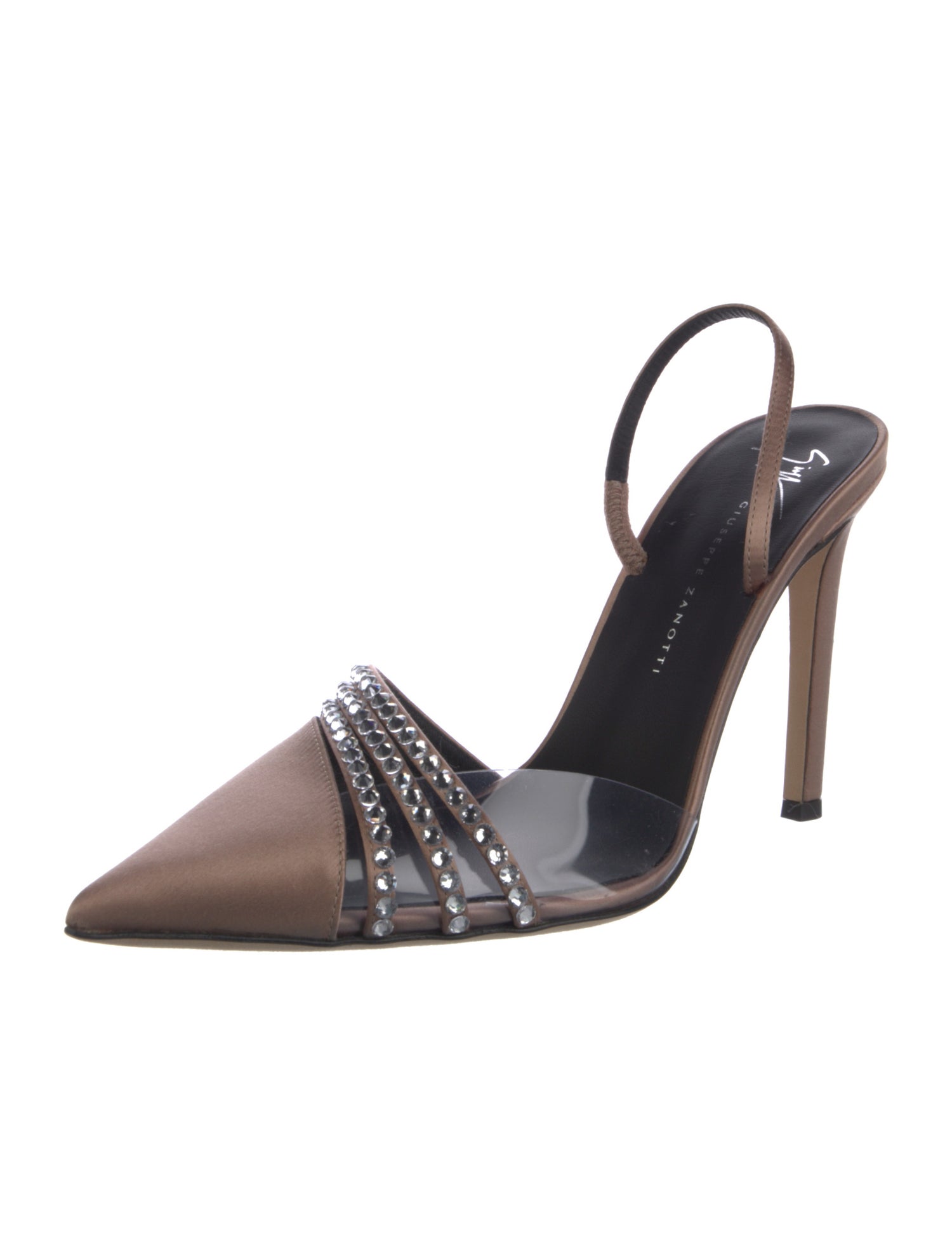 Giuseppe Zanotti Patent Leather Crystal Embellishments Slingback Pumps
