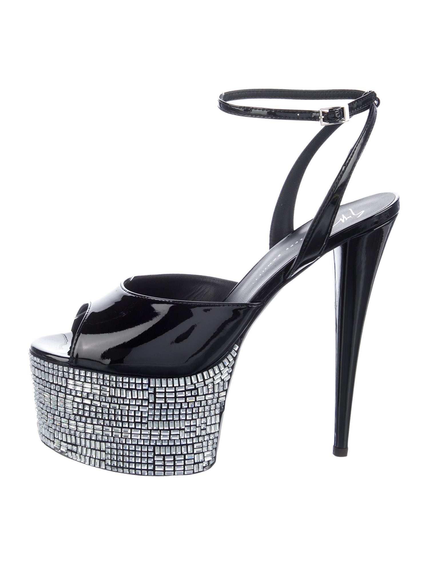 Giuseppe Zanotti Patent Leather Crystal Embellishments Sandals