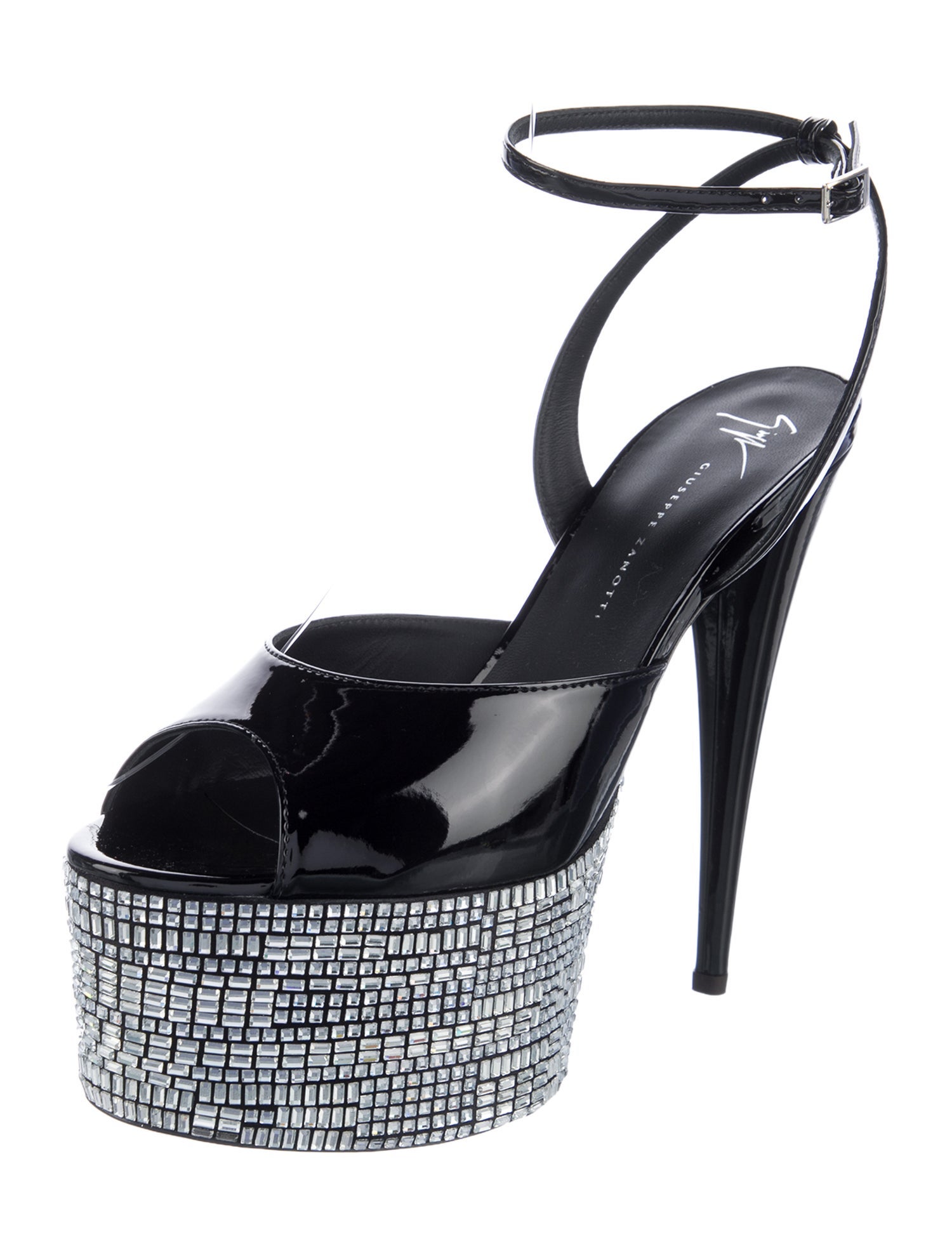 Giuseppe Zanotti Patent Leather Crystal Embellishments Sandals