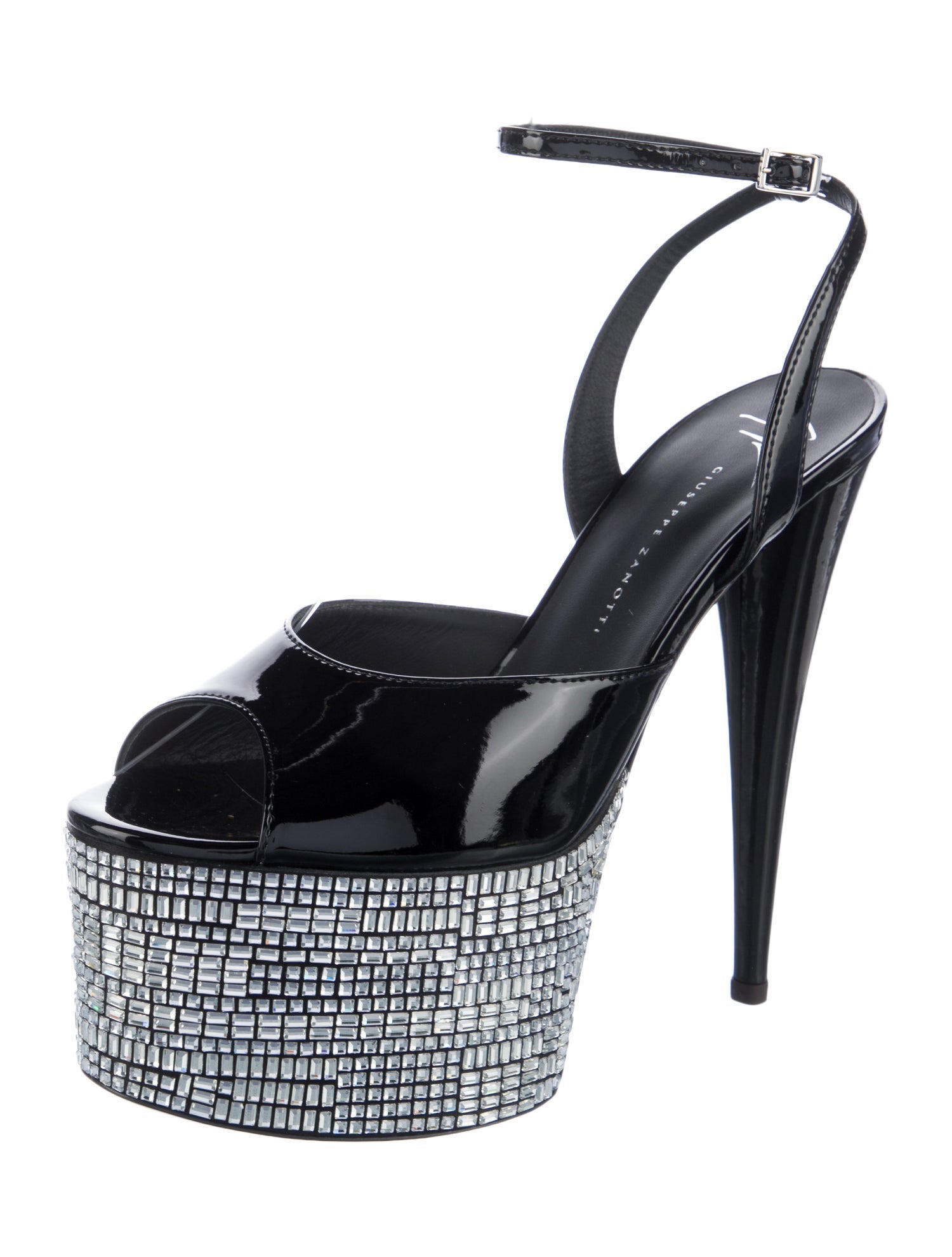 Giuseppe Zanotti Patent Leather Crystal Embellishments Sandals