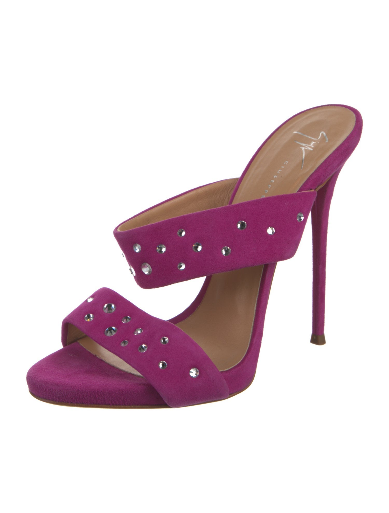 Giuseppe Zanotti Suede Crystal Embellishments Slides