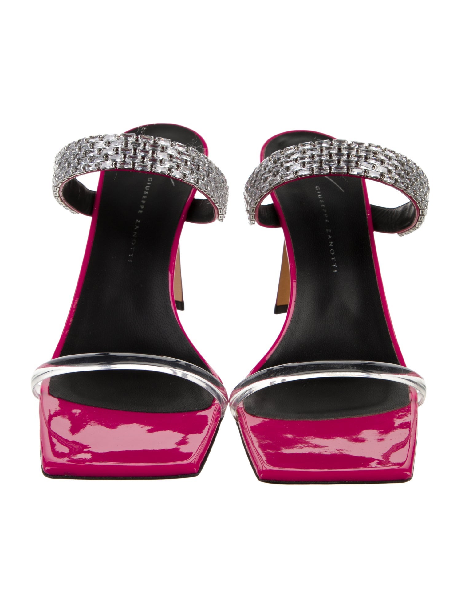 Giuseppe Zanotti Patent Leather Crystal Embellishments Sandals