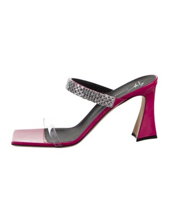 Giuseppe Zanotti Patent Leather Crystal Embellishments Slides