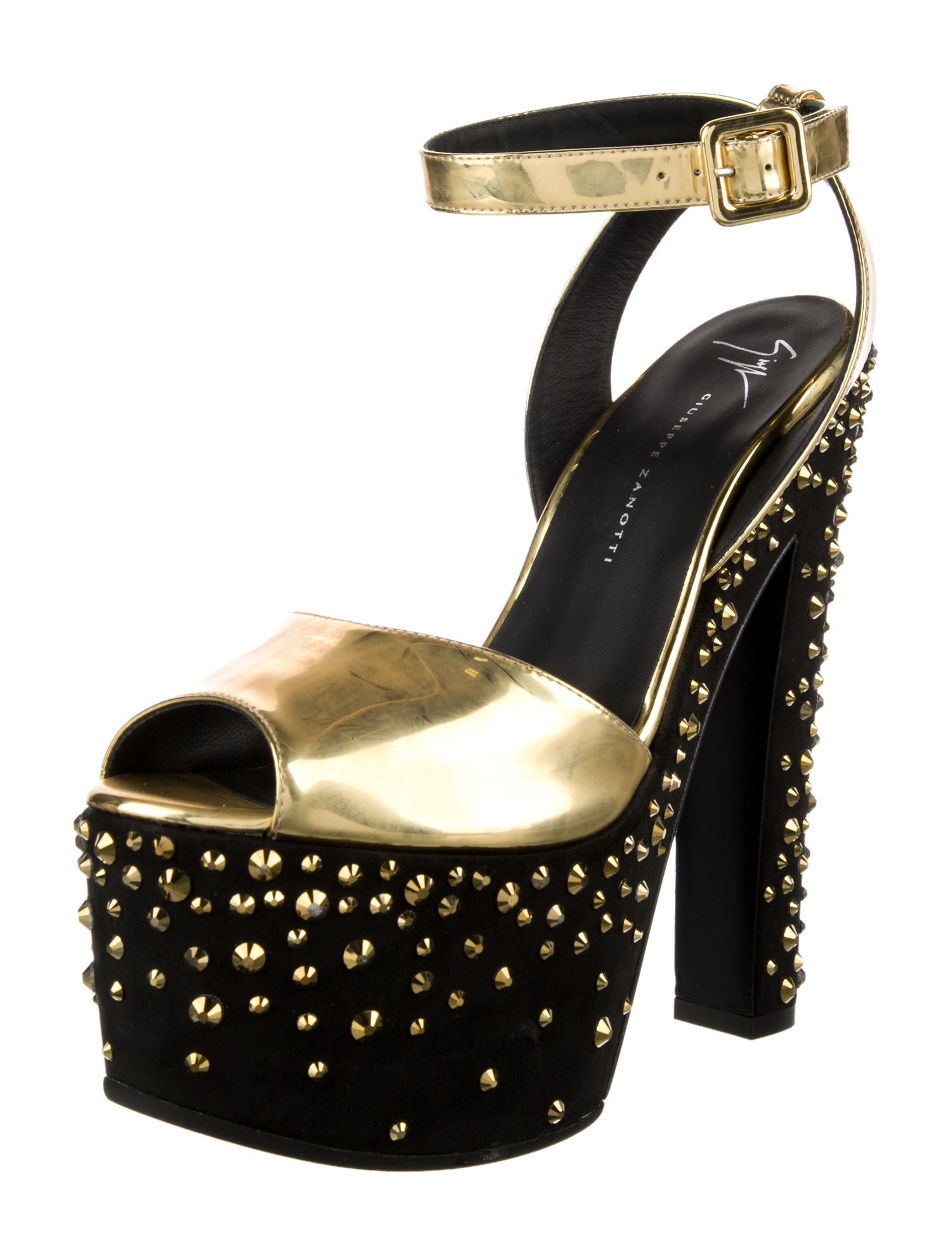 Giuseppe Zanotti Patent Leather Studded Accents Sandals