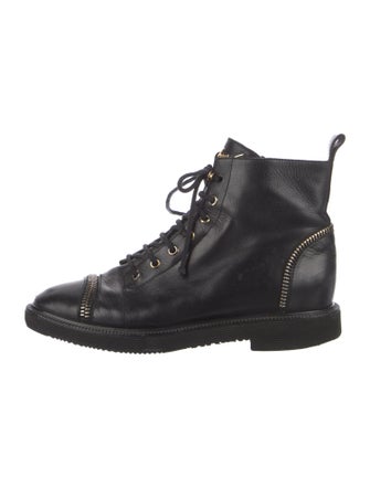 Giuseppe Zanotti Leather Colorblock Pattern Combat Boots