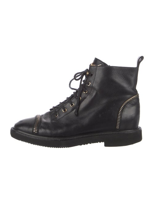 Giuseppe Zanotti Leather Colorblock Pattern Combat Boots