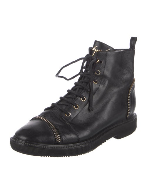 Giuseppe Zanotti Leather Colorblock Pattern Combat Boots