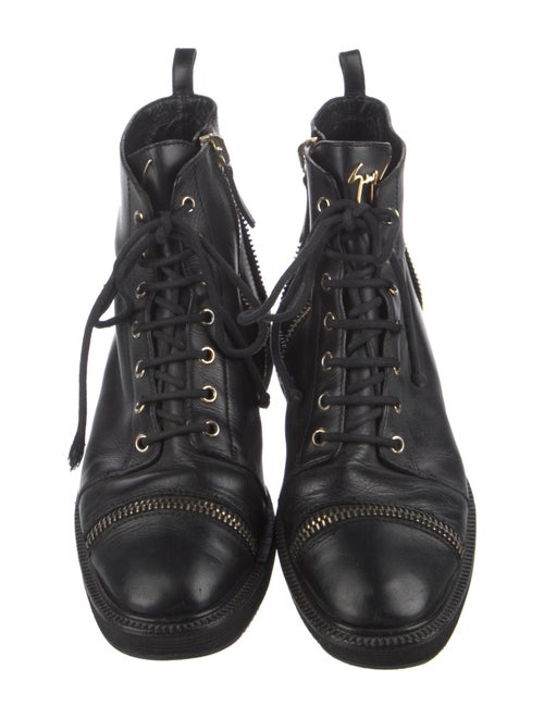 Giuseppe Zanotti Leather Colorblock Pattern Combat Boots