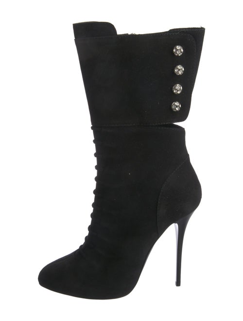 Giuseppe Zanotti Suede Crystal Embellishments Lace-Up Boots