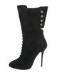Giuseppe Zanotti Suede Crystal Embellishments Lace-Up Boots