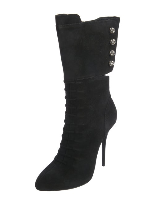 Giuseppe Zanotti Suede Crystal Embellishments Lace-Up Boots
