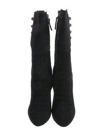 Giuseppe Zanotti Suede Crystal Embellishments Lace-Up Boots