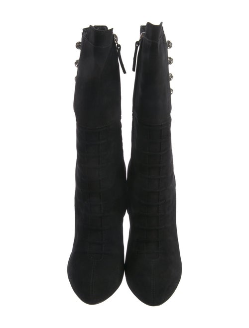 Giuseppe Zanotti Suede Crystal Embellishments Lace-Up Boots