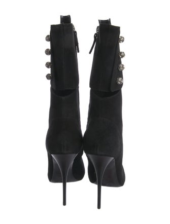 Giuseppe Zanotti Suede Crystal Embellishments Lace-Up Boots
