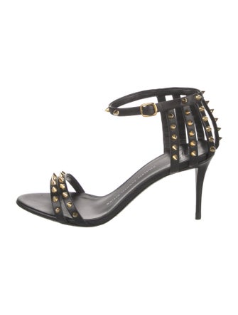 Giuseppe Zanotti Leather Studded Accents T-Strap Sandals