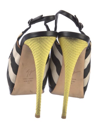 Giuseppe Zanotti Canvas Colorblock Pattern Slingback Pumps