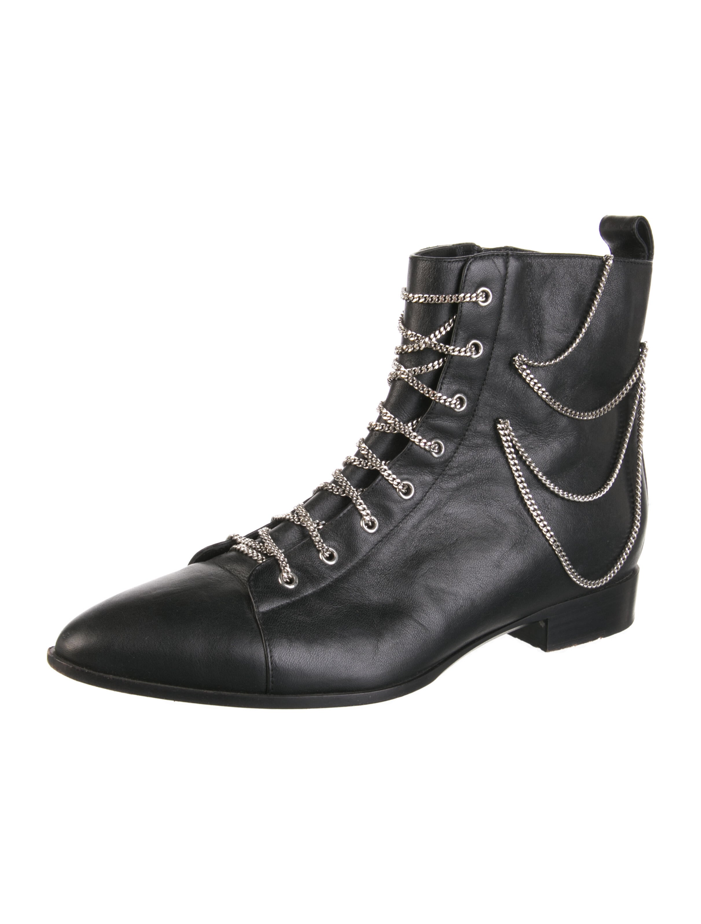 Giuseppe Zanotti Leather Chain-Link Accents Boots