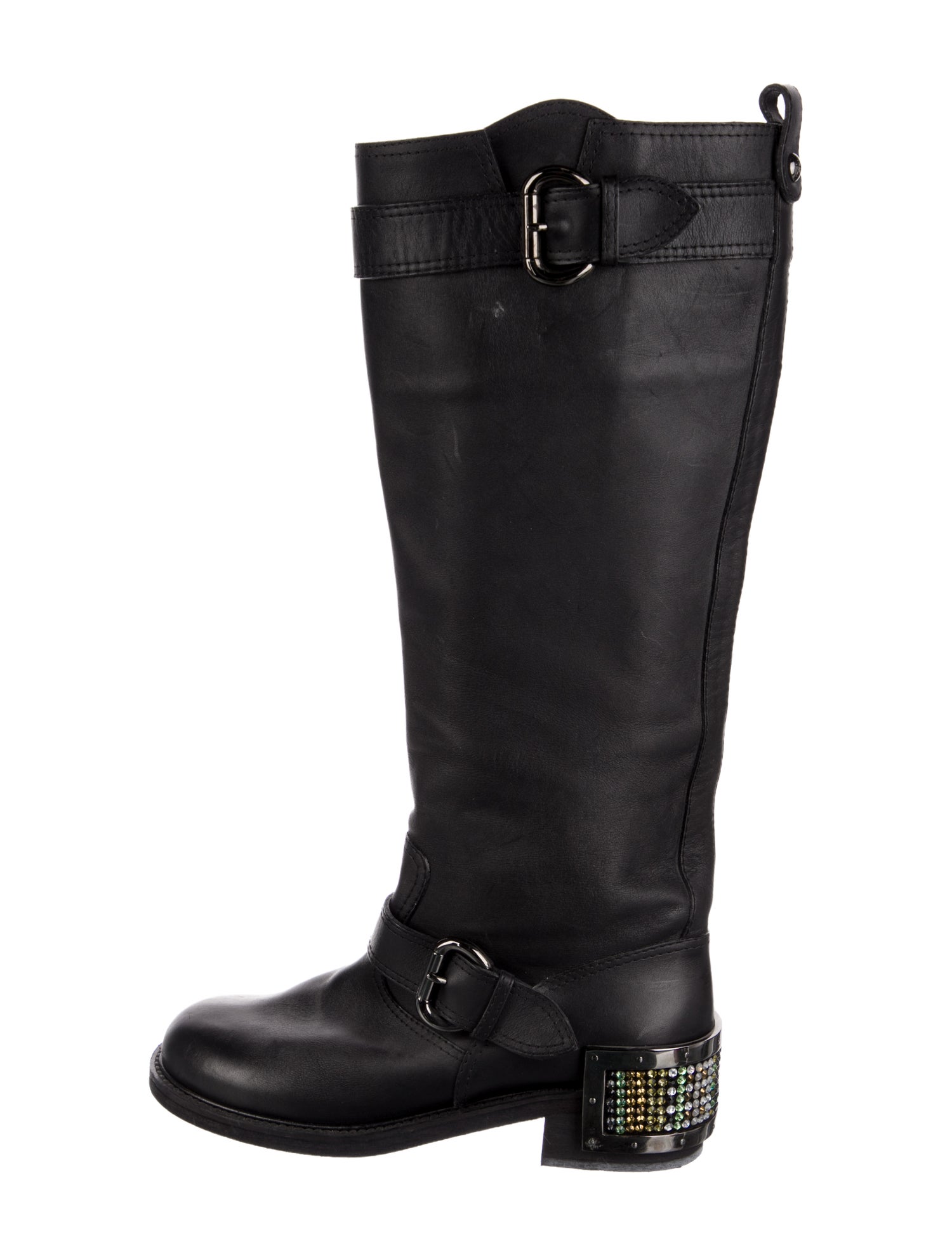 Giuseppe Zanotti Leather Crystal Embellishments Riding Boots