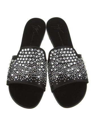 Giuseppe Zanotti Satin Crystal Embellishments Slides
