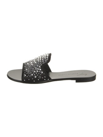 Giuseppe Zanotti Satin Crystal Embellishments Slides