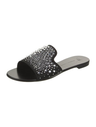 Giuseppe Zanotti Satin Crystal Embellishments Slides