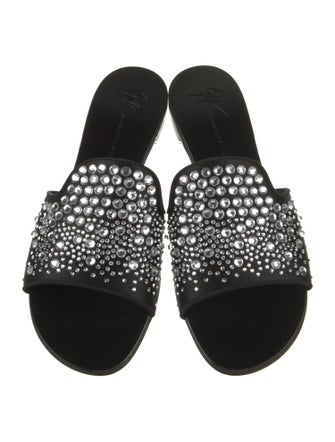 Giuseppe Zanotti Satin Crystal Embellishments Slides
