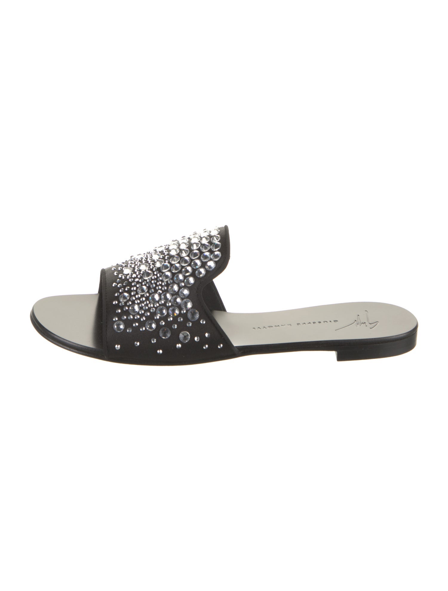 Giuseppe Zanotti Satin Crystal Embellishments Slides