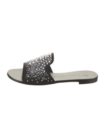 Giuseppe Zanotti Satin Crystal Embellishments Slides