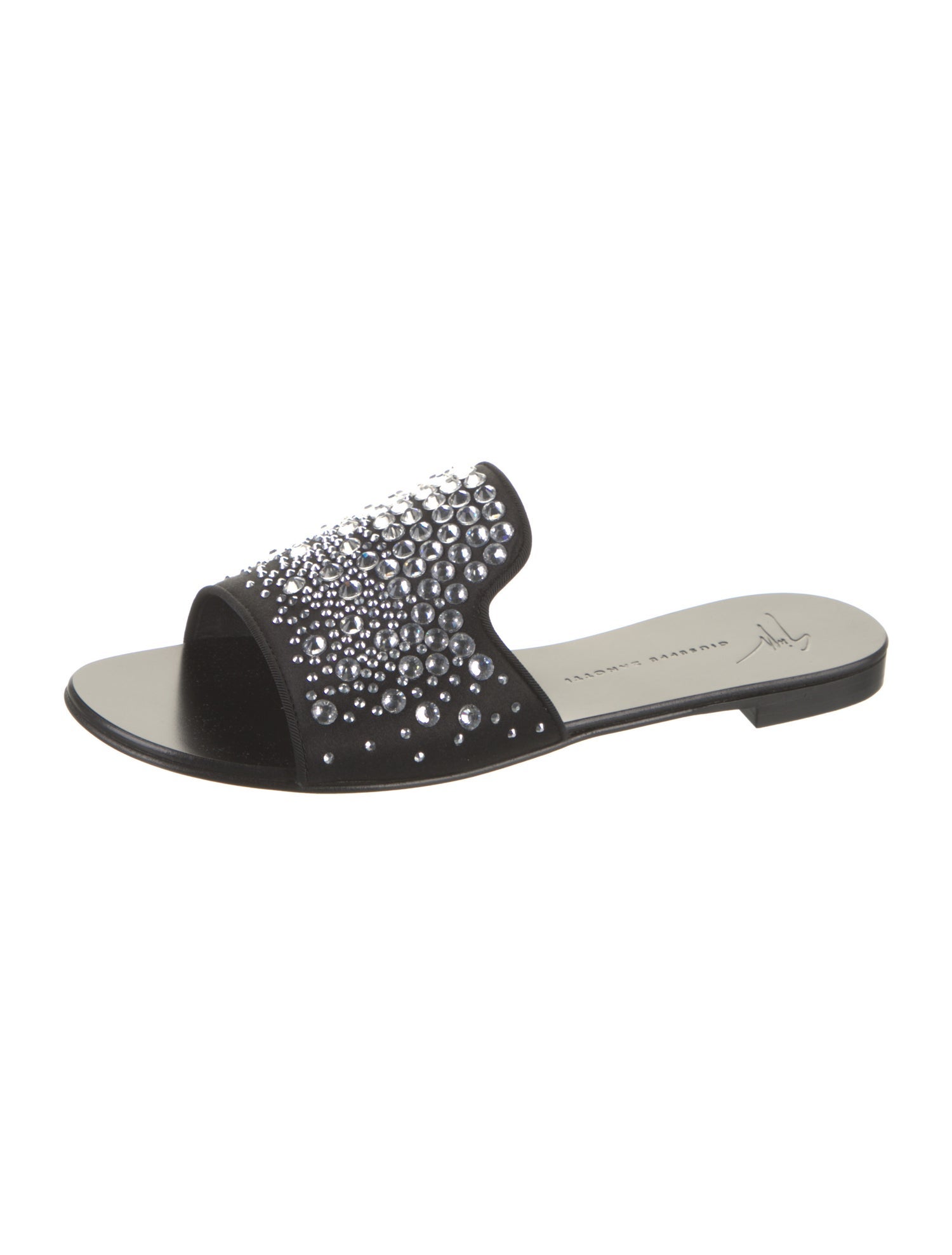 Giuseppe Zanotti Satin Crystal Embellishments Slides