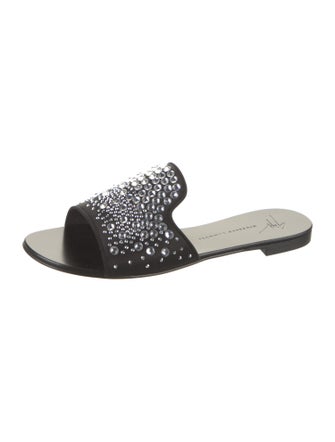 Giuseppe Zanotti Satin Crystal Embellishments Slides