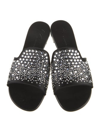 Giuseppe Zanotti Satin Crystal Embellishments Slides