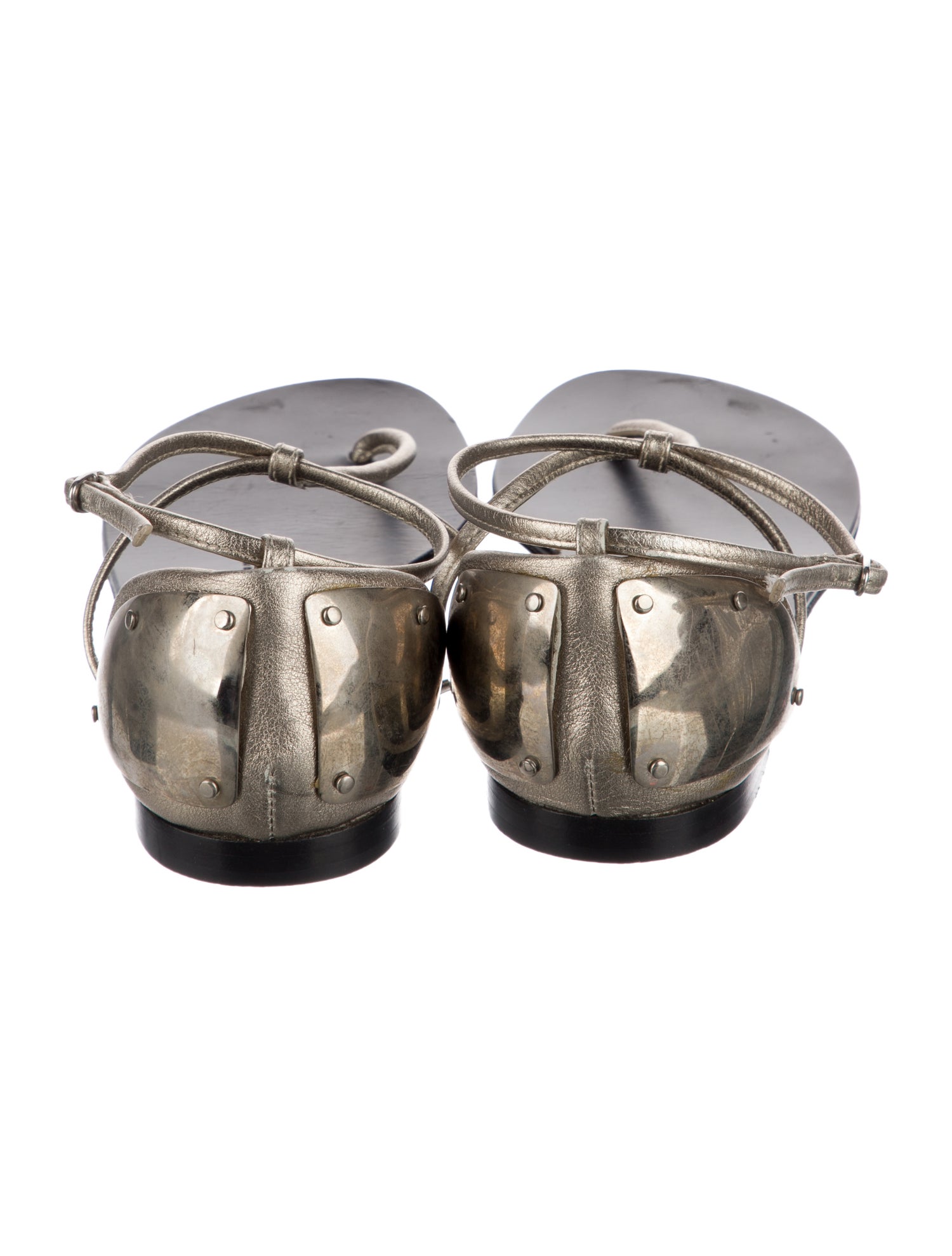 Giuseppe Zanotti Leather Crystal Embellishments T-Strap Sandals