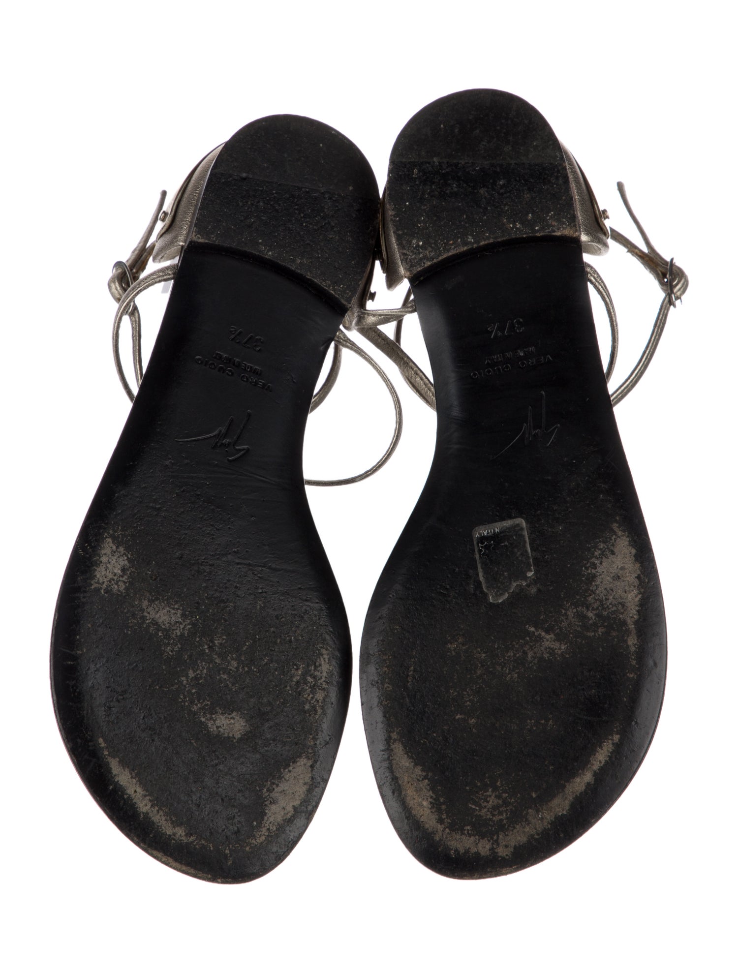 Giuseppe Zanotti Leather Crystal Embellishments T-Strap Sandals