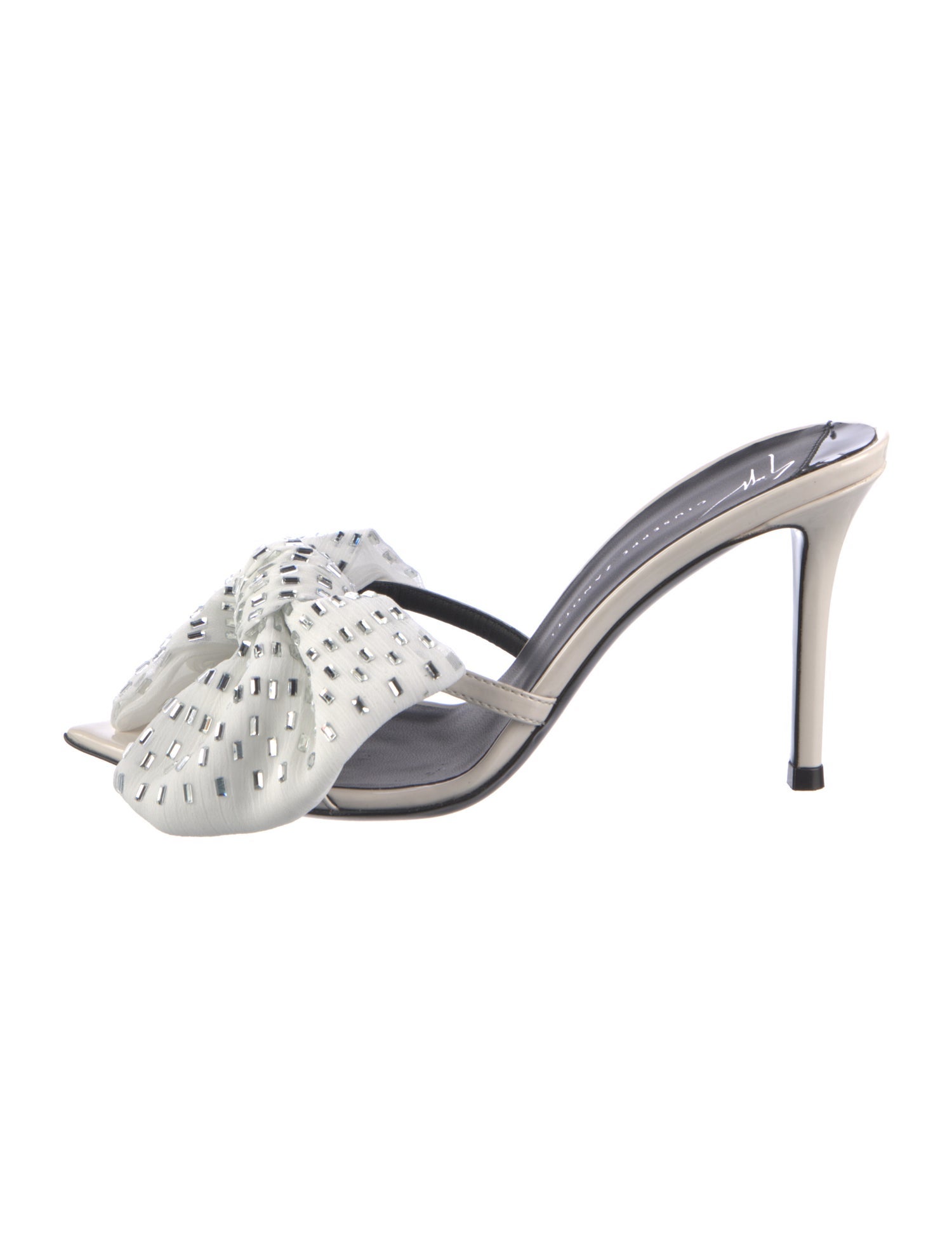 Giuseppe Zanotti Patent Leather Bow Accents Slides w/ Tags