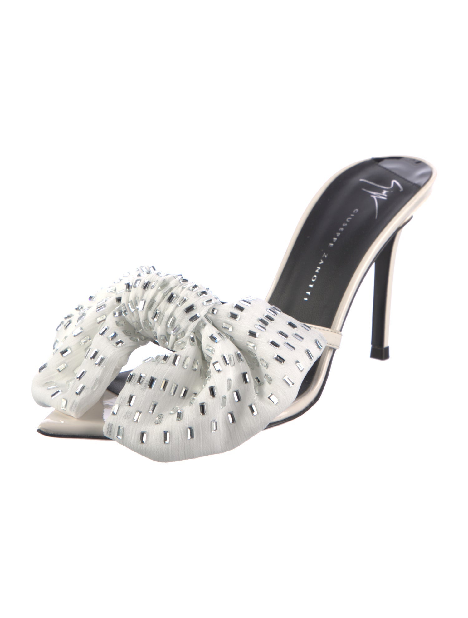 Giuseppe Zanotti Patent Leather Bow Accents Slides w/ Tags