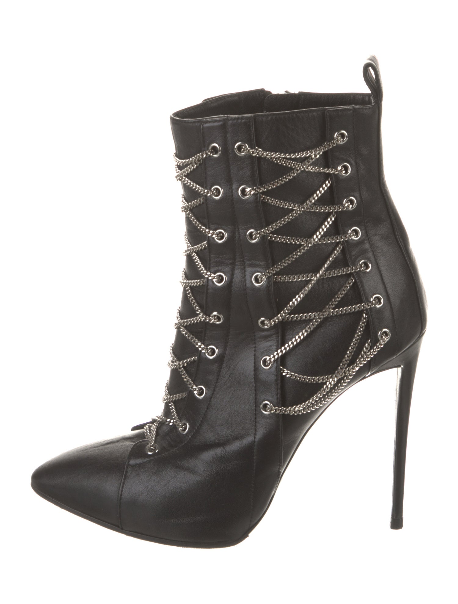 Giuseppe Zanotti Leather Chain-Link Accents Lace-Up Boots