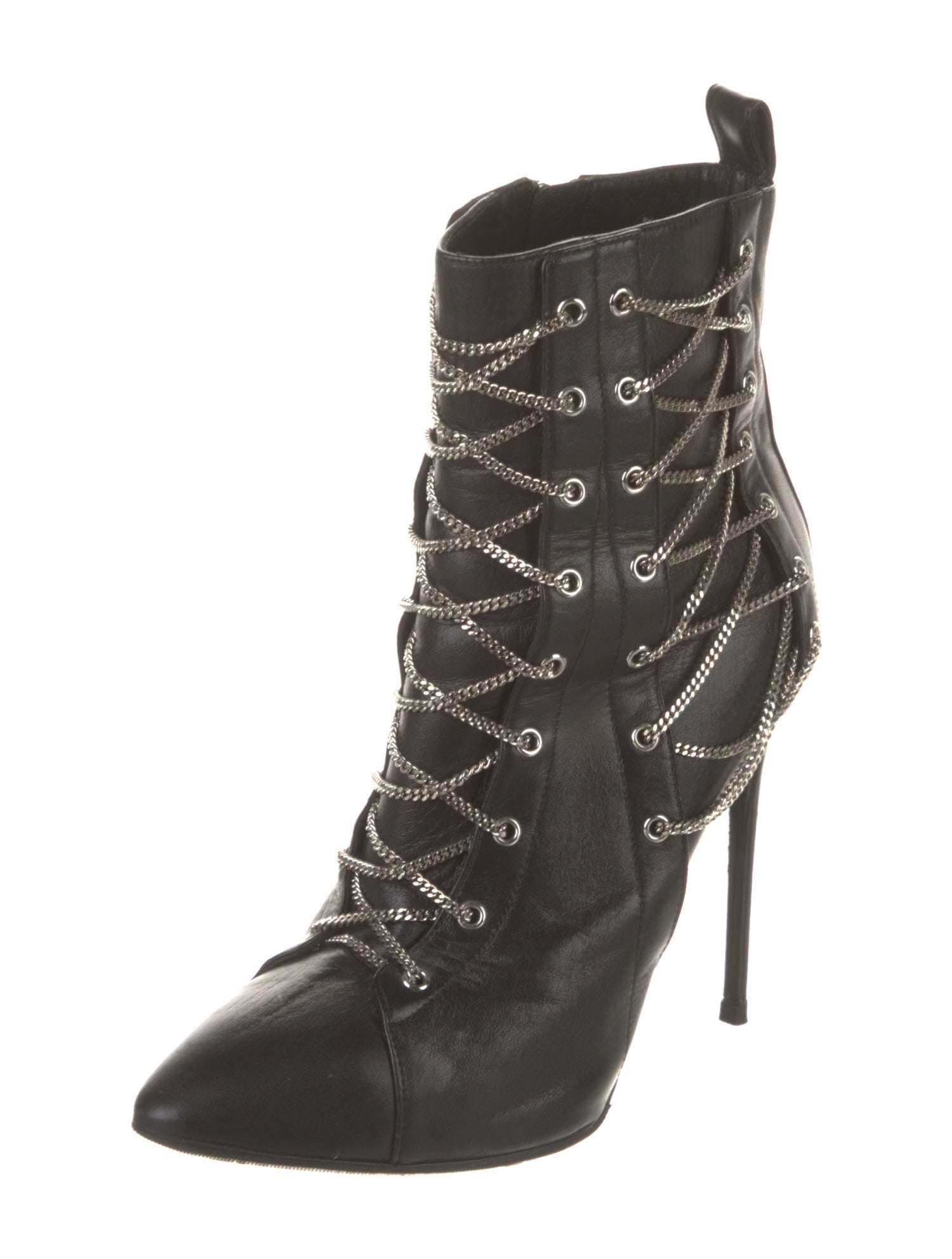 Giuseppe Zanotti Leather Chain-Link Accents Lace-Up Boots