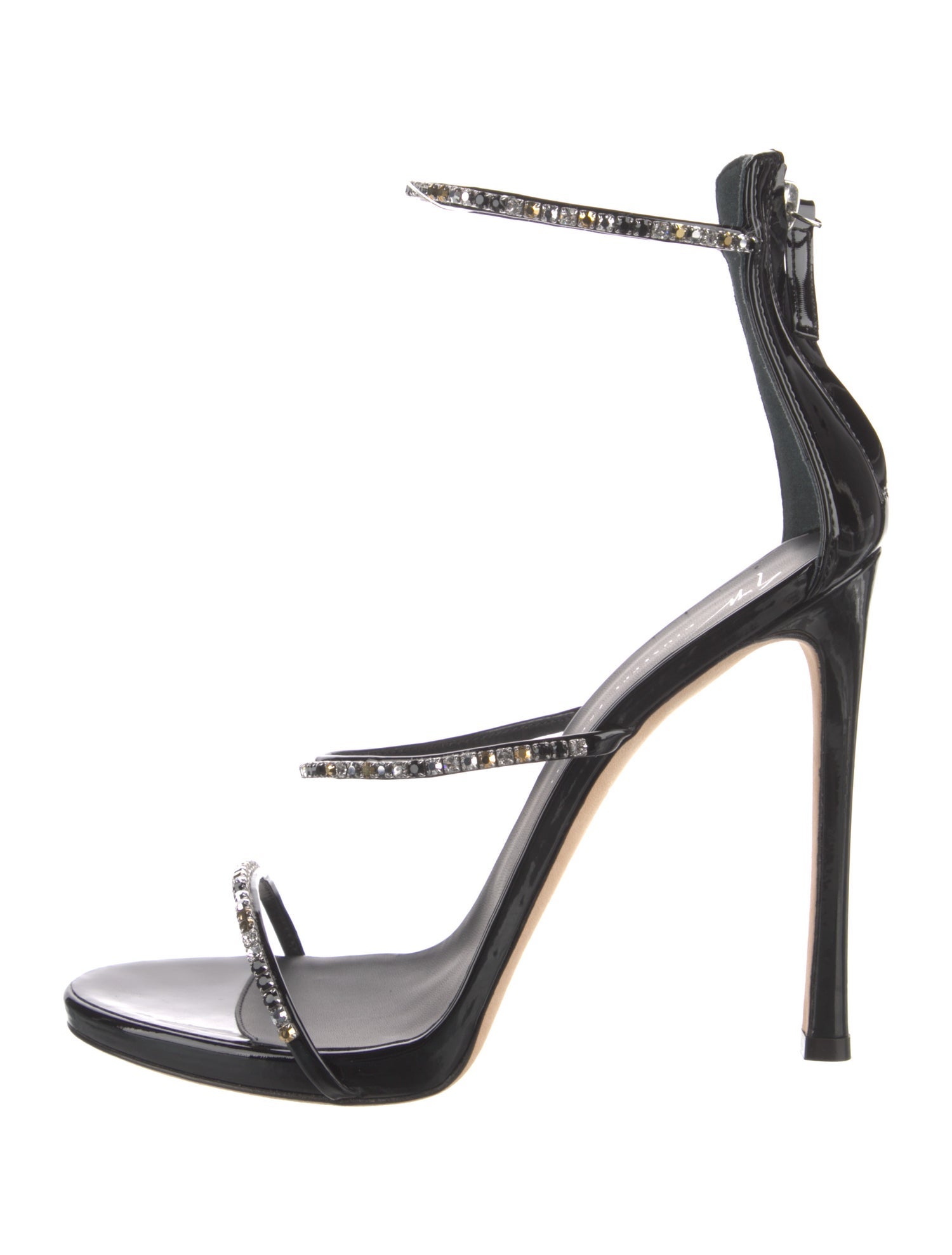 Giuseppe Zanotti Patent Leather Crystal Embellishments Sandals