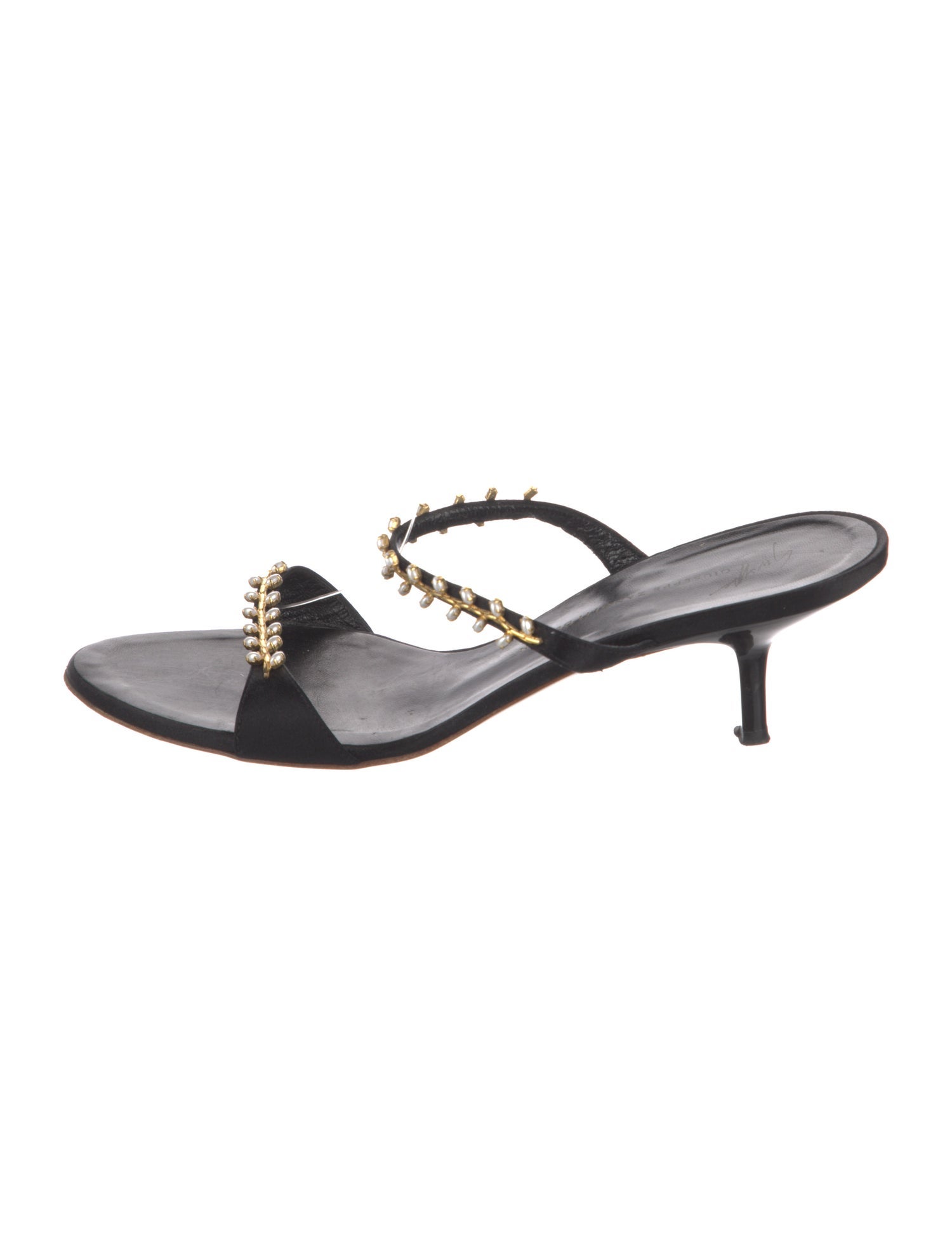 Giuseppe Zanotti Satin Beaded Accents Slides