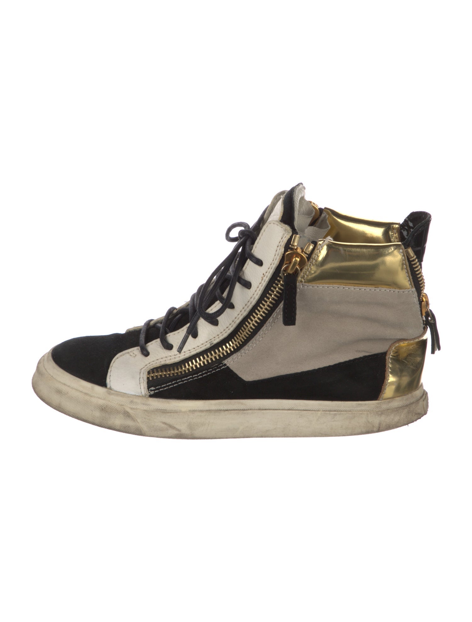 Giuseppe Zanotti Leather Colorblock Pattern Sneakers