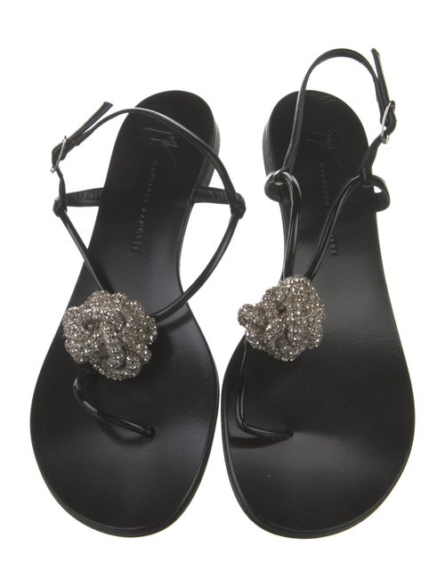Giuseppe Zanotti Patent Leather Crystal Embellishments Flip Flops
