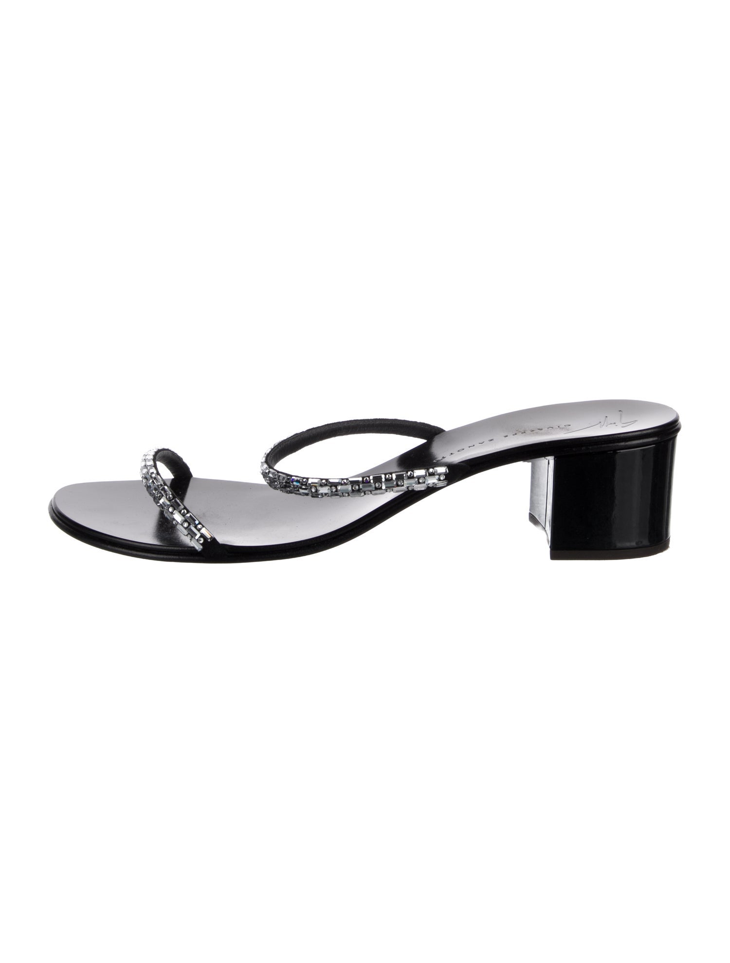Giuseppe Zanotti Patent Leather Crystal Embellishments Slides